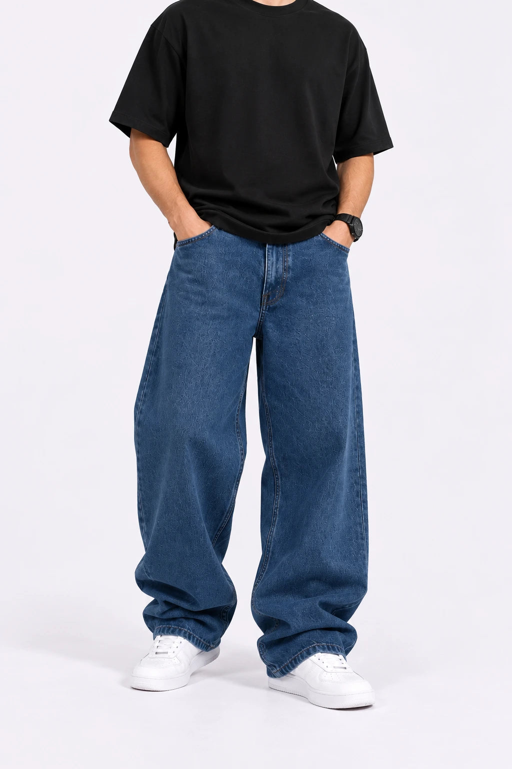 Blue Relaxed Straight Fit Jeans