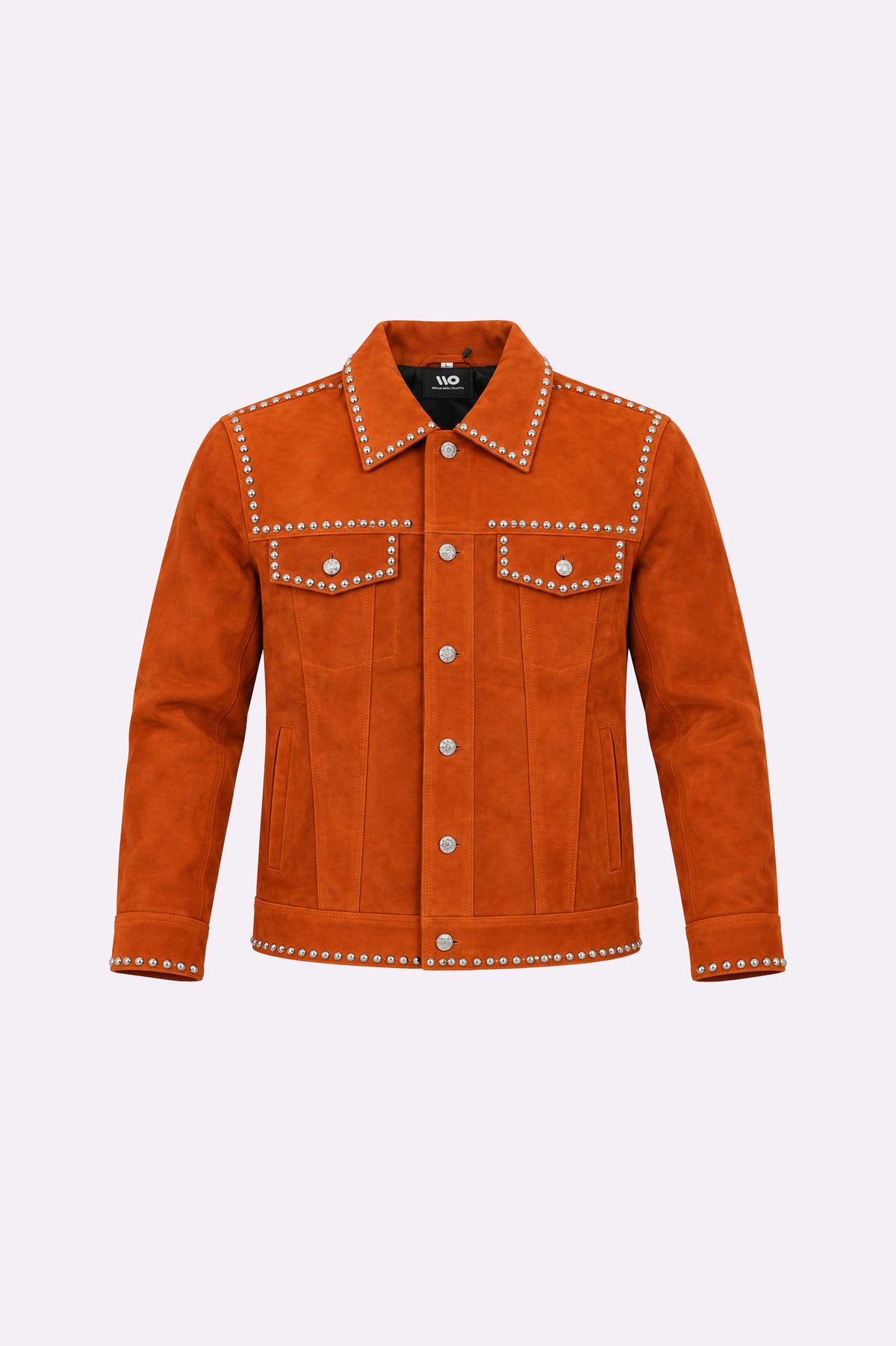 Studded Rebit Suede Trucker Jacket