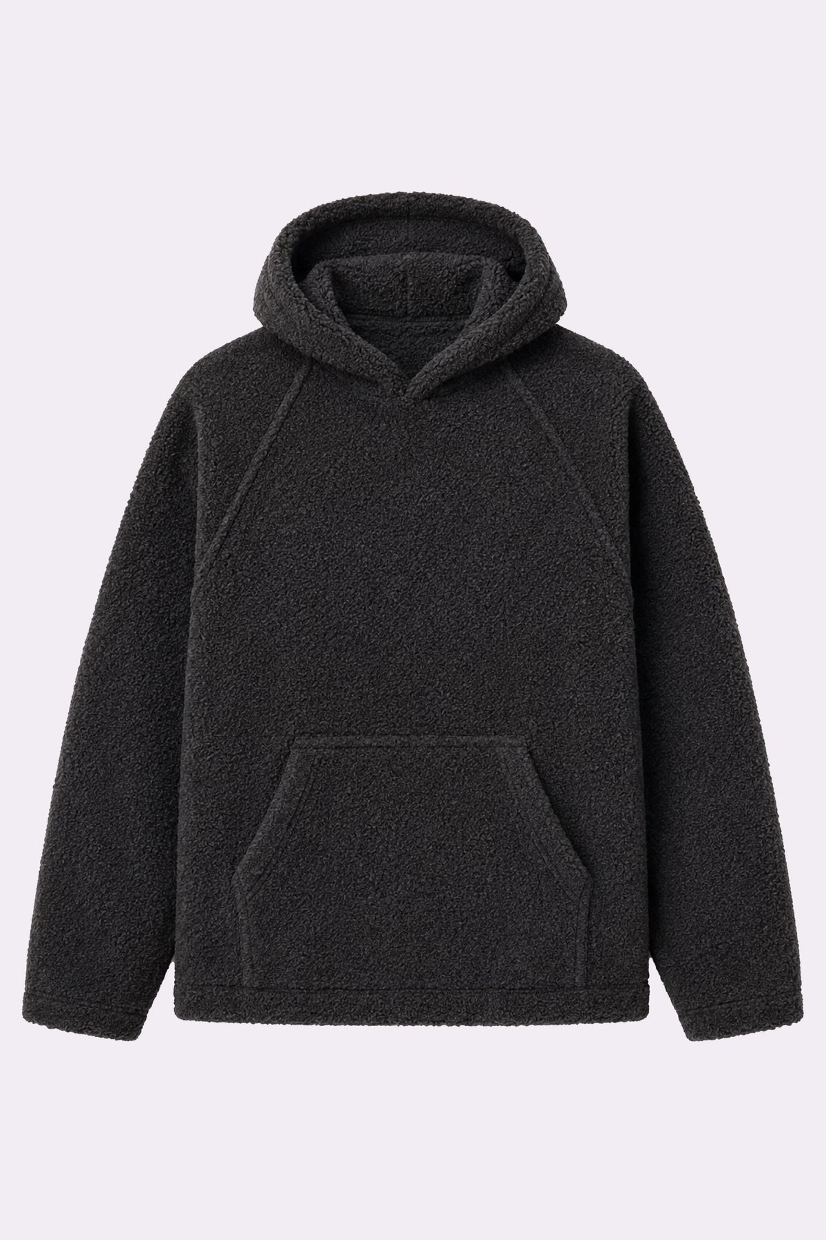 Black Sherpa Fleece Raglan Hoodie
