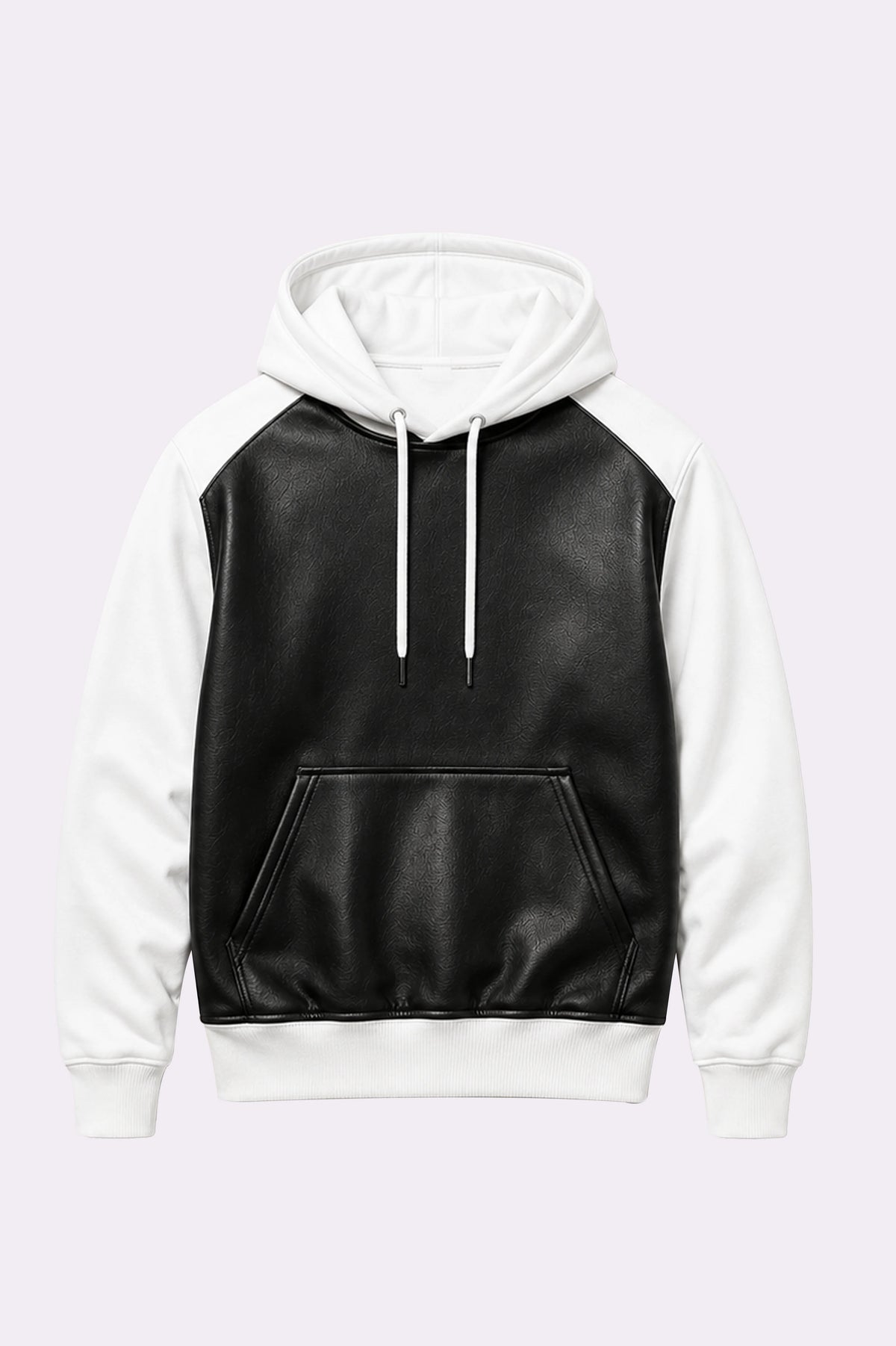Black & White Two-Tone Leather Hoodie