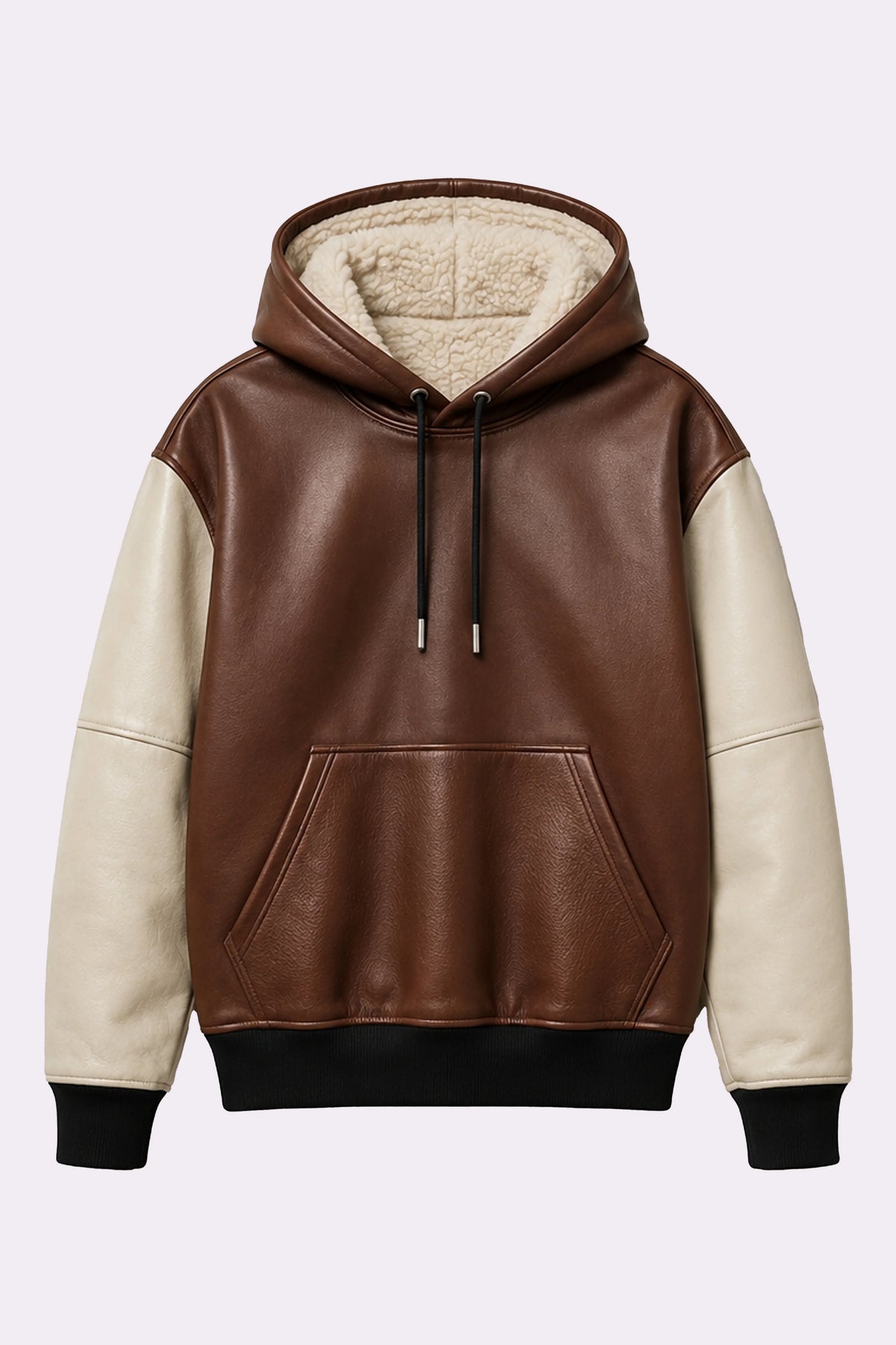 Brown Real Lambskin Leather Hoodie