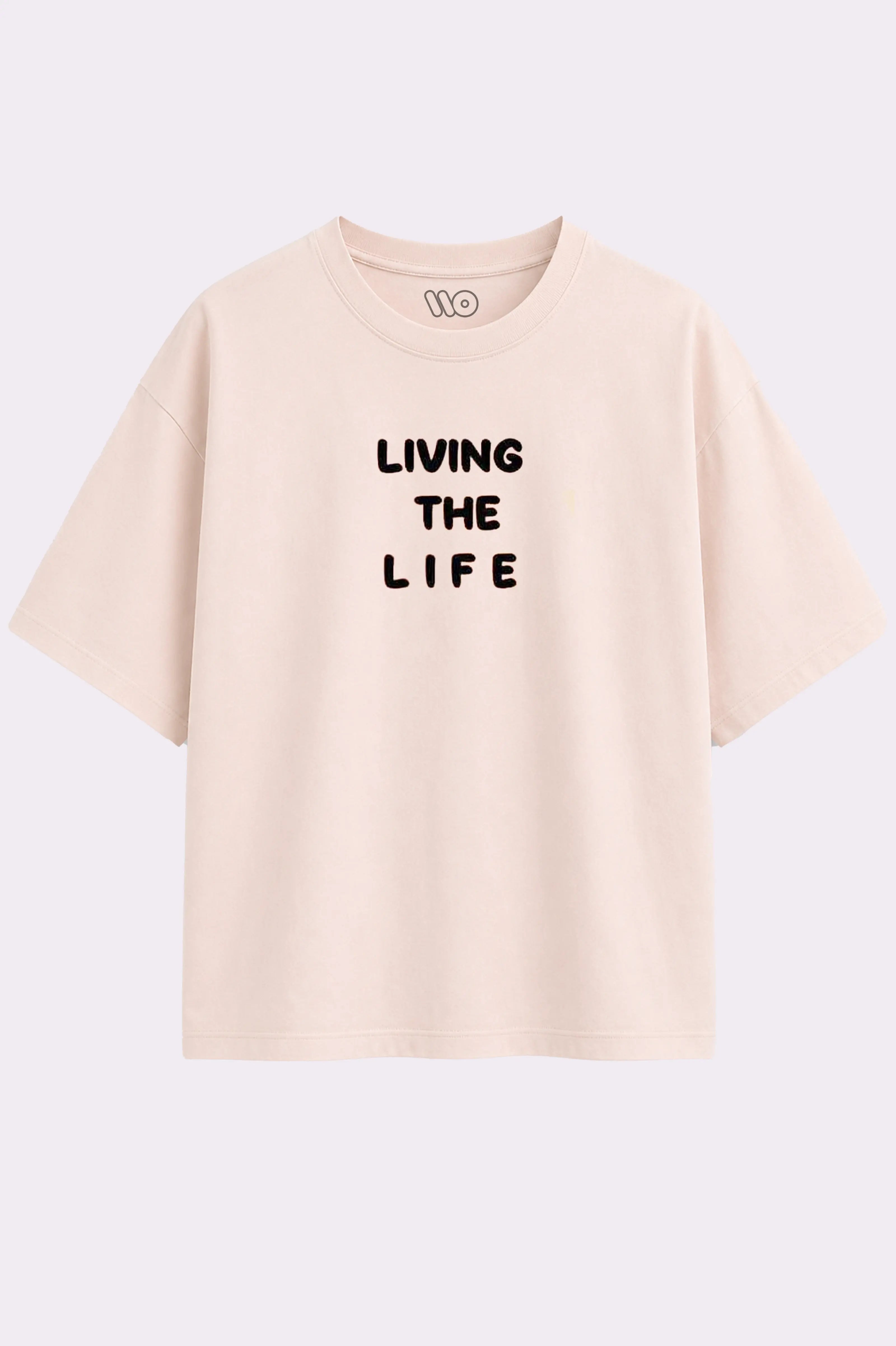Living The Life Oversized Beige T-Shirt