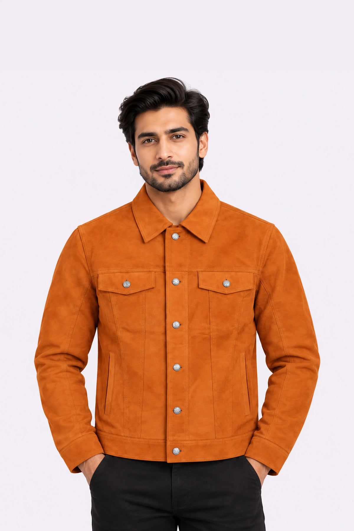 Sweet Peach Real Suede Trucker Jacket