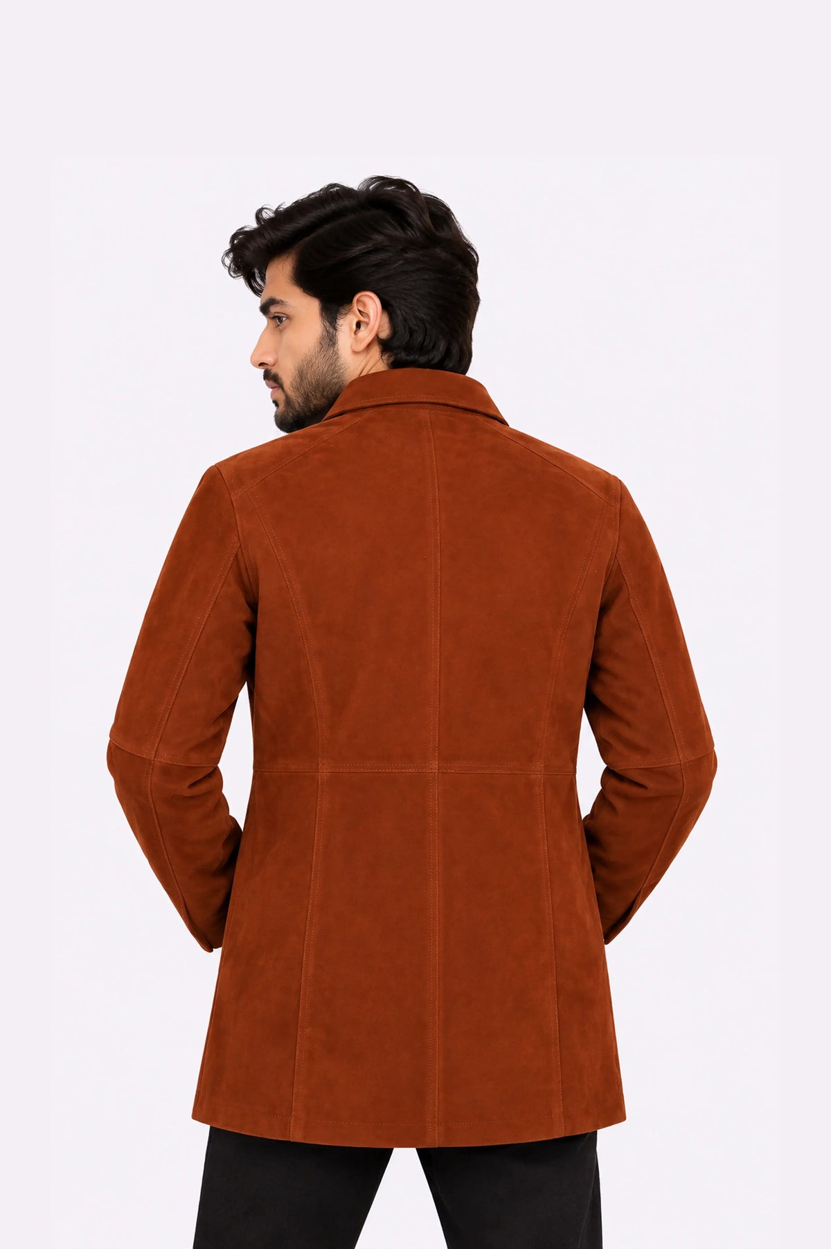 Real Brown Suede Leather Coat