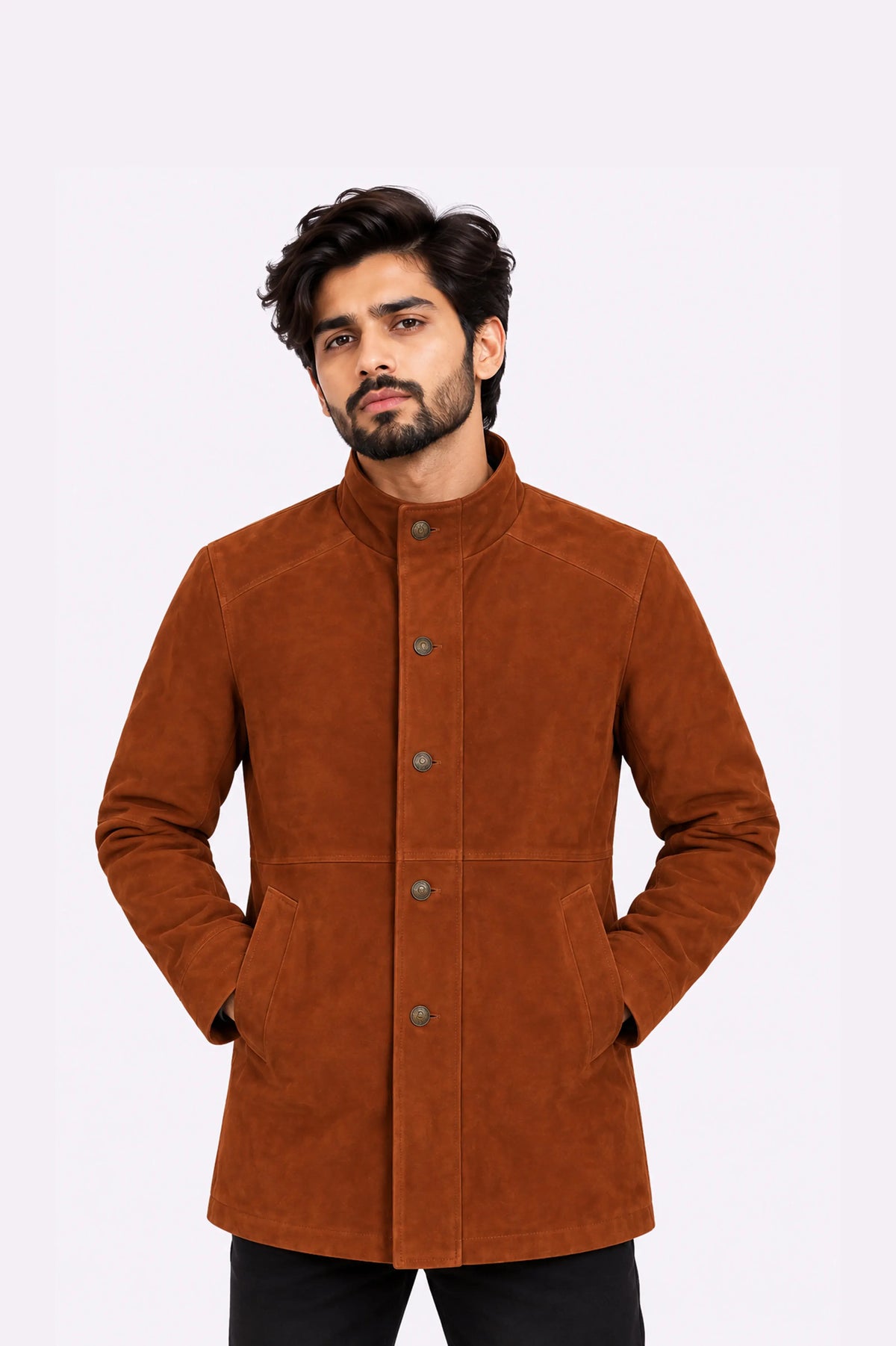 Real Brown Suede Leather Coat