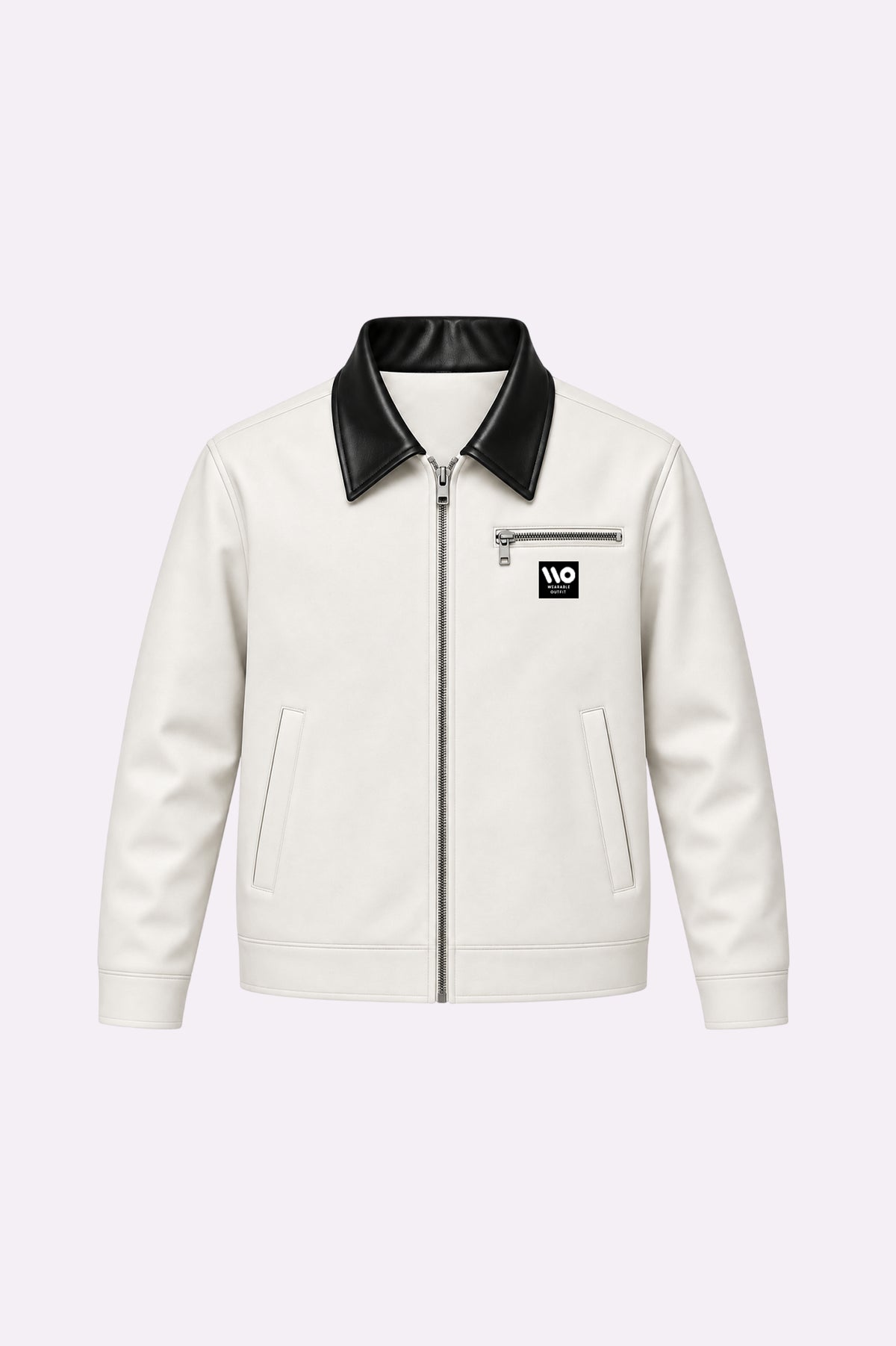 White Faux Leather Zip-Up Jacket