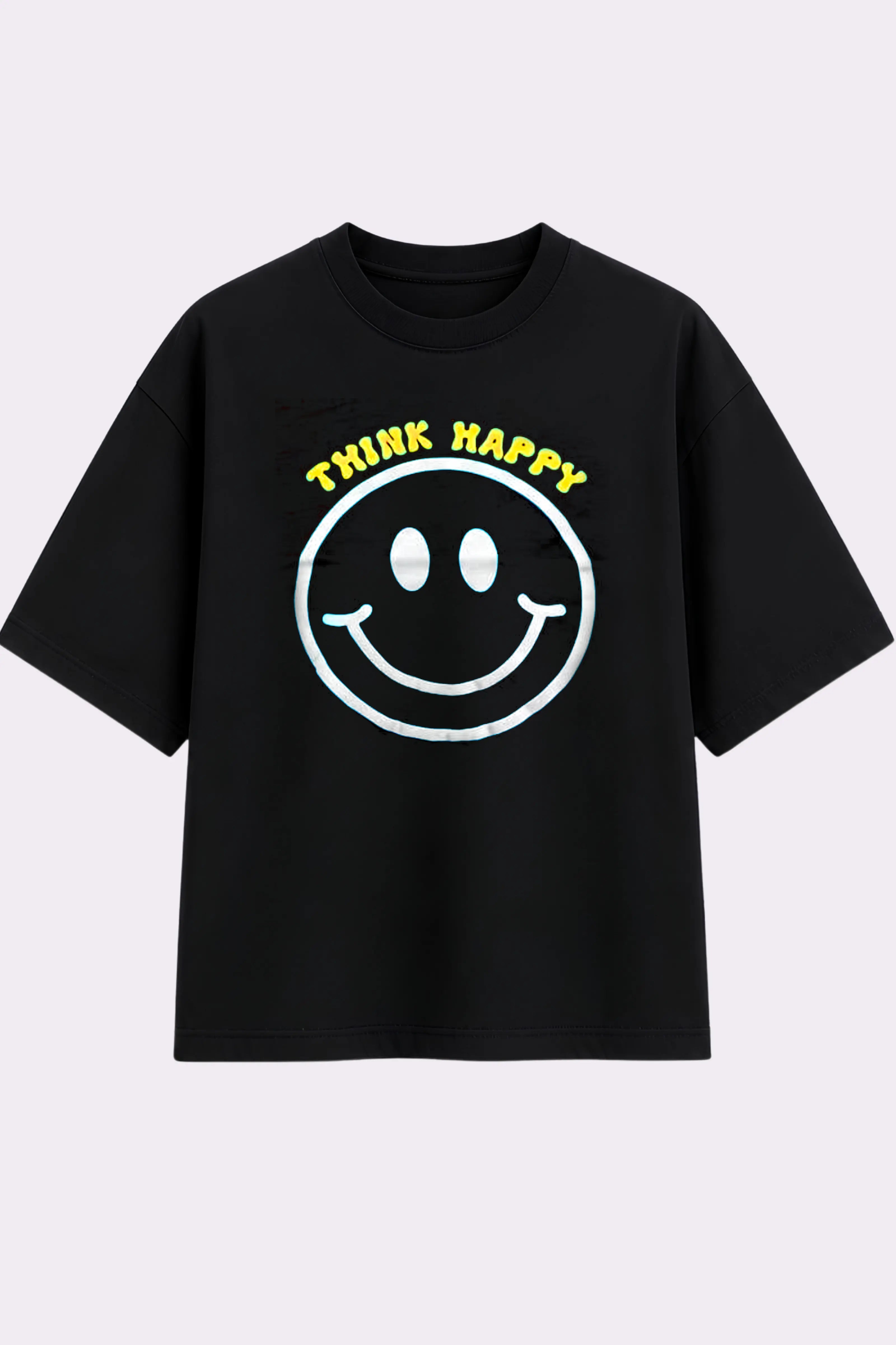 Think Happy Black Oversized T-Shirt