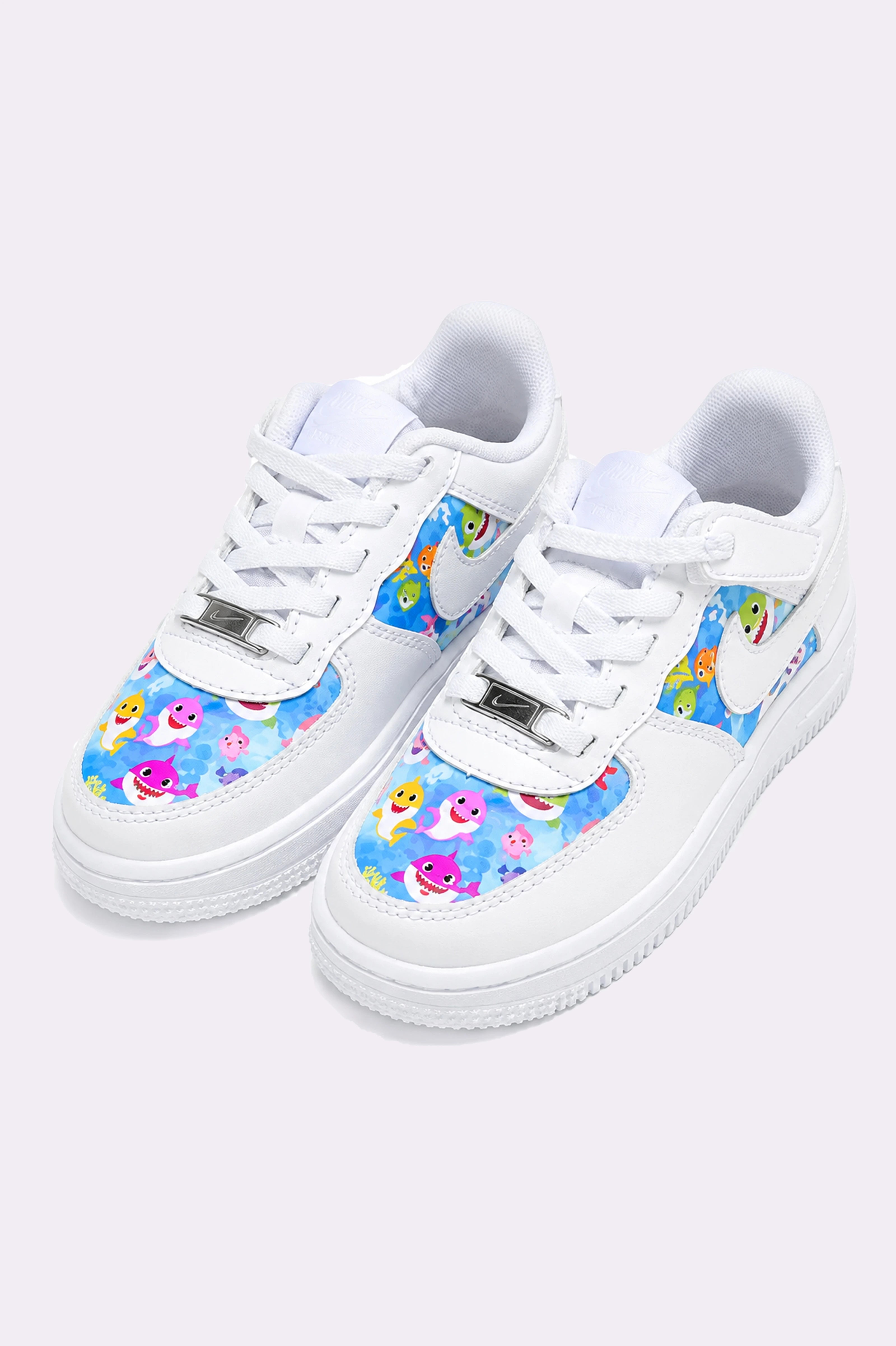 Baby Shark Hand-Painted White Sneakers