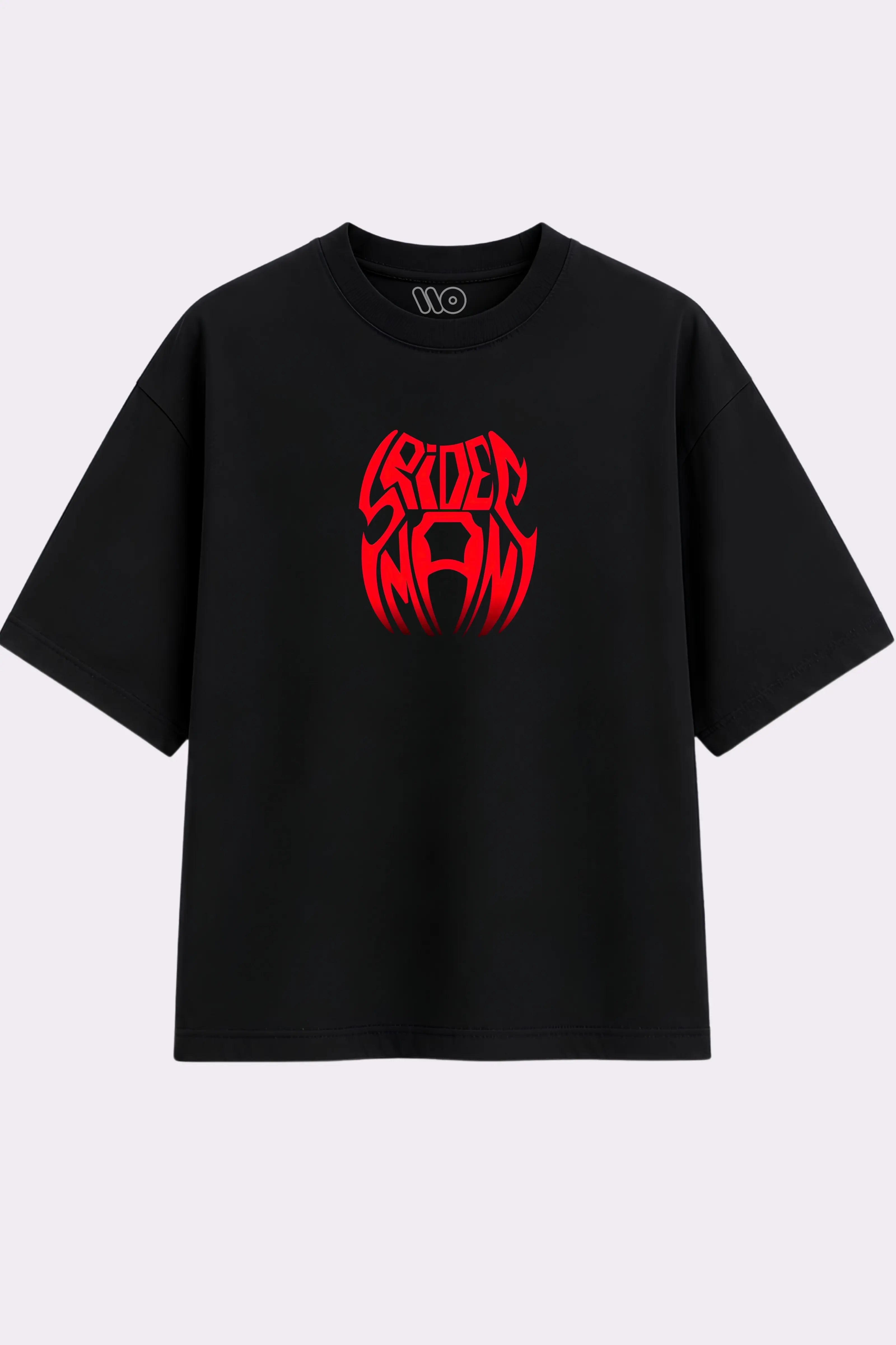 Spider-Man Printed Black Oversized T-Shirt