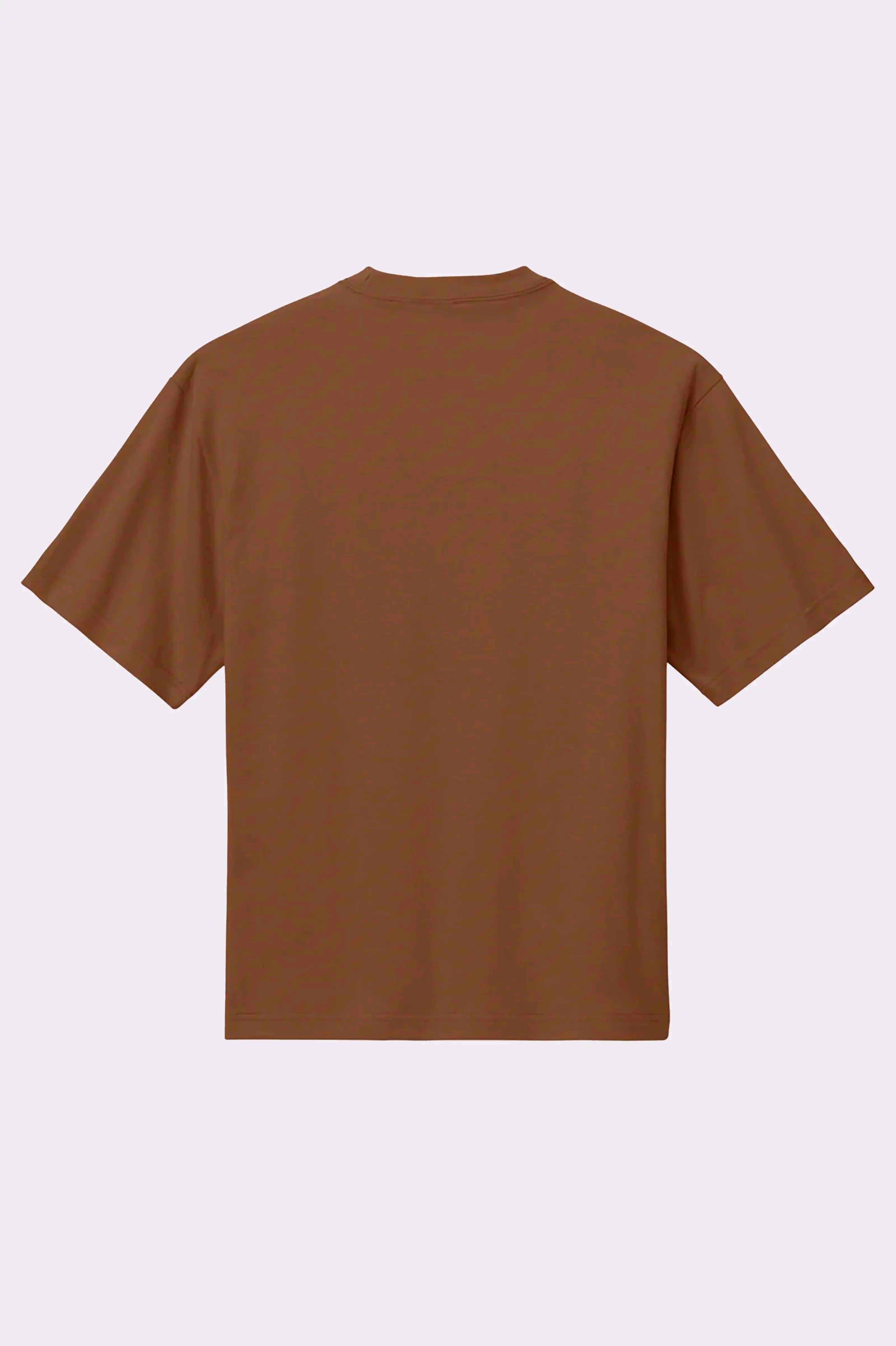 Brown Floral Artwork Embroidered T-Shirt