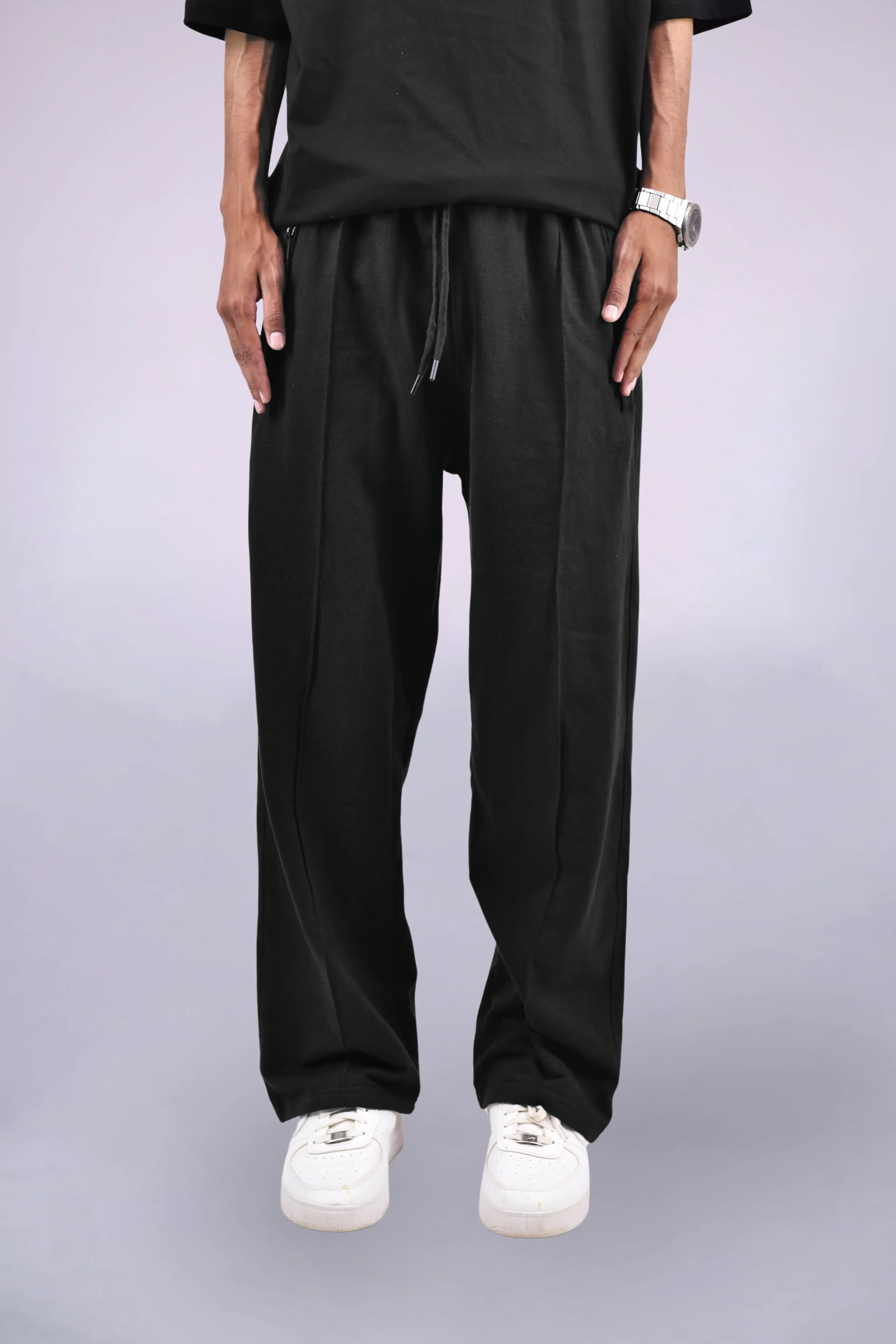 Black Pleated Formal Trousers for Men