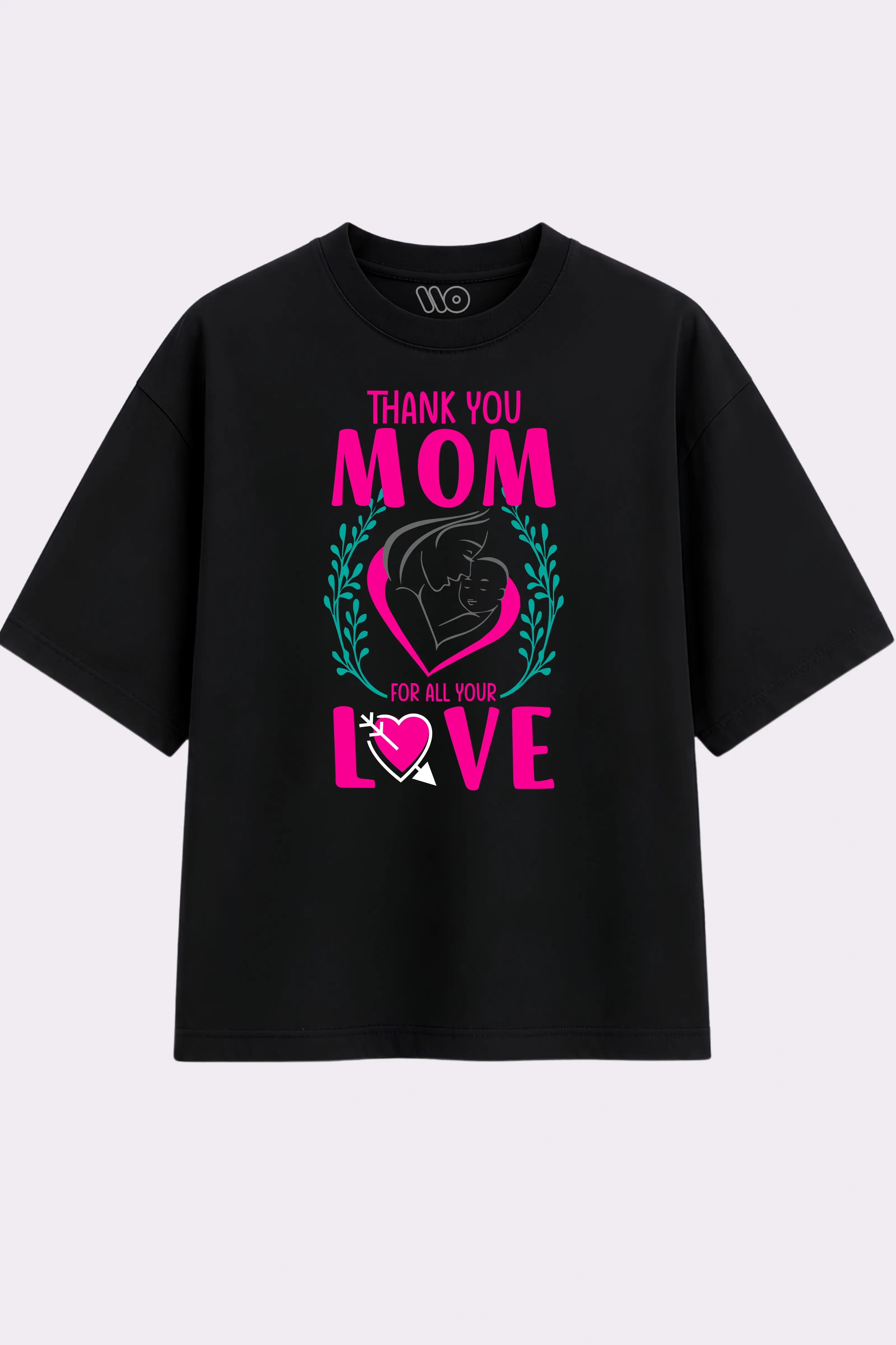 Thank You Mom Printed Black T-Shirt
