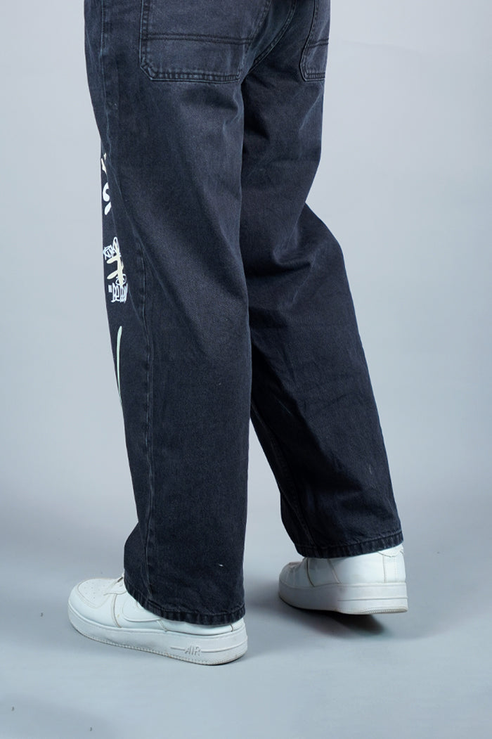 Black Graffiti Baggy Jeans