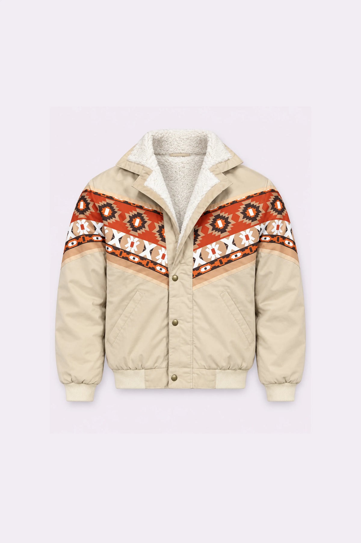 Beige Printed Cotton Jacket