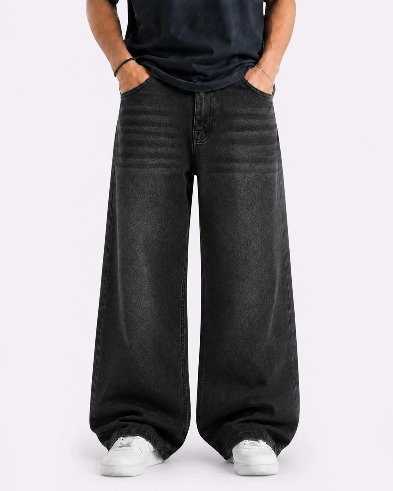 Men Black Denim Baggy Jeans