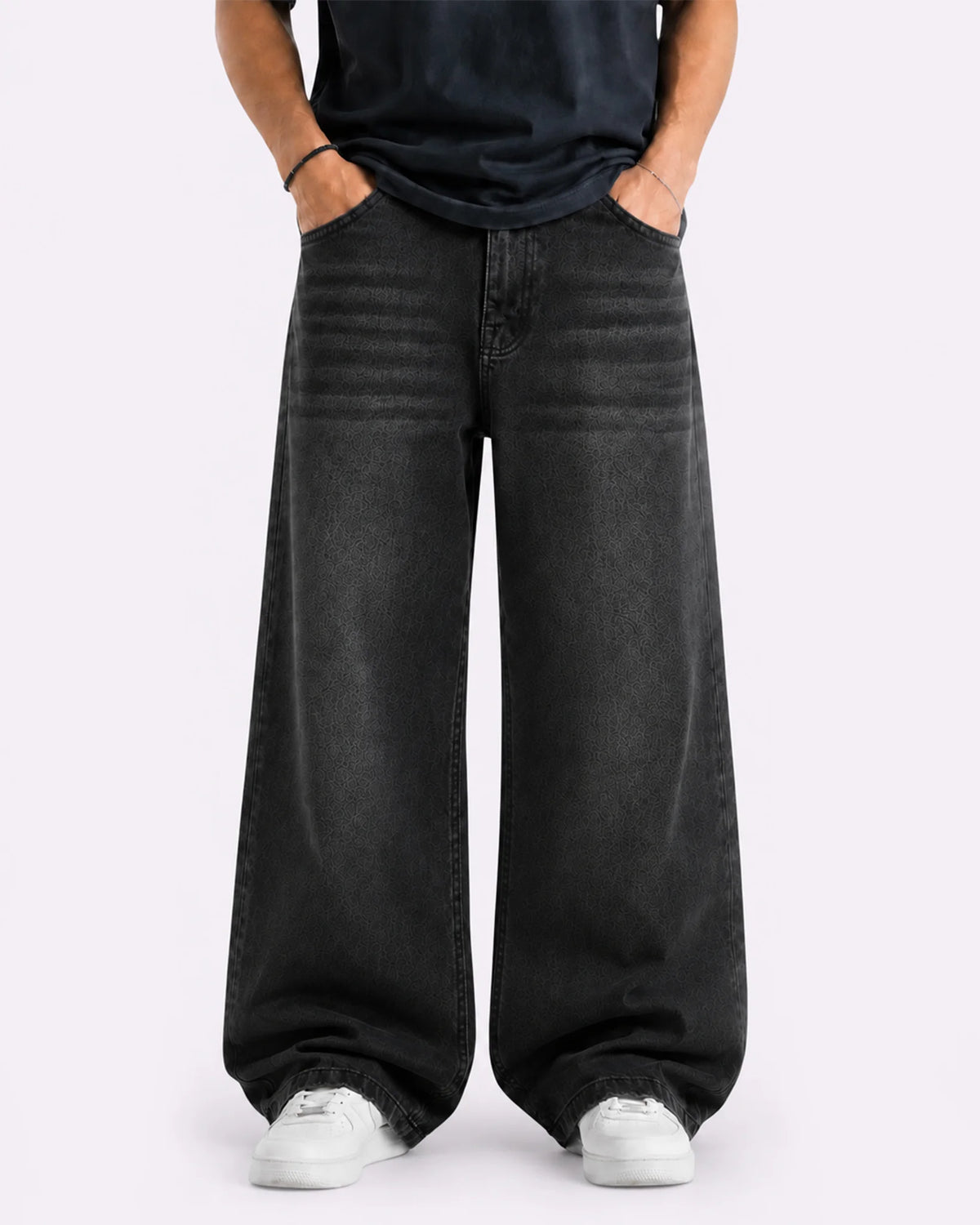 Men Black Denim Baggy Jeans