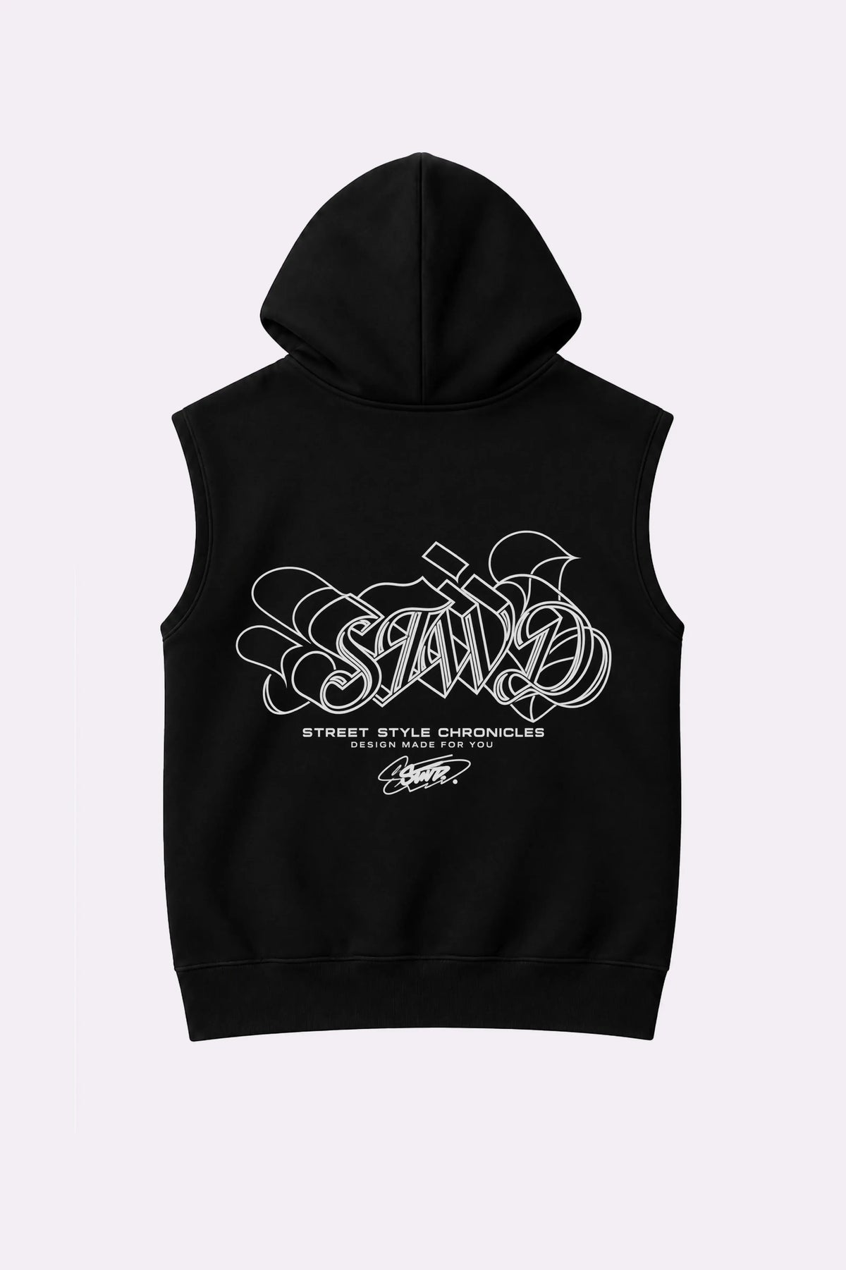Black STWD Graffiti Sleeveless Hooded Vest