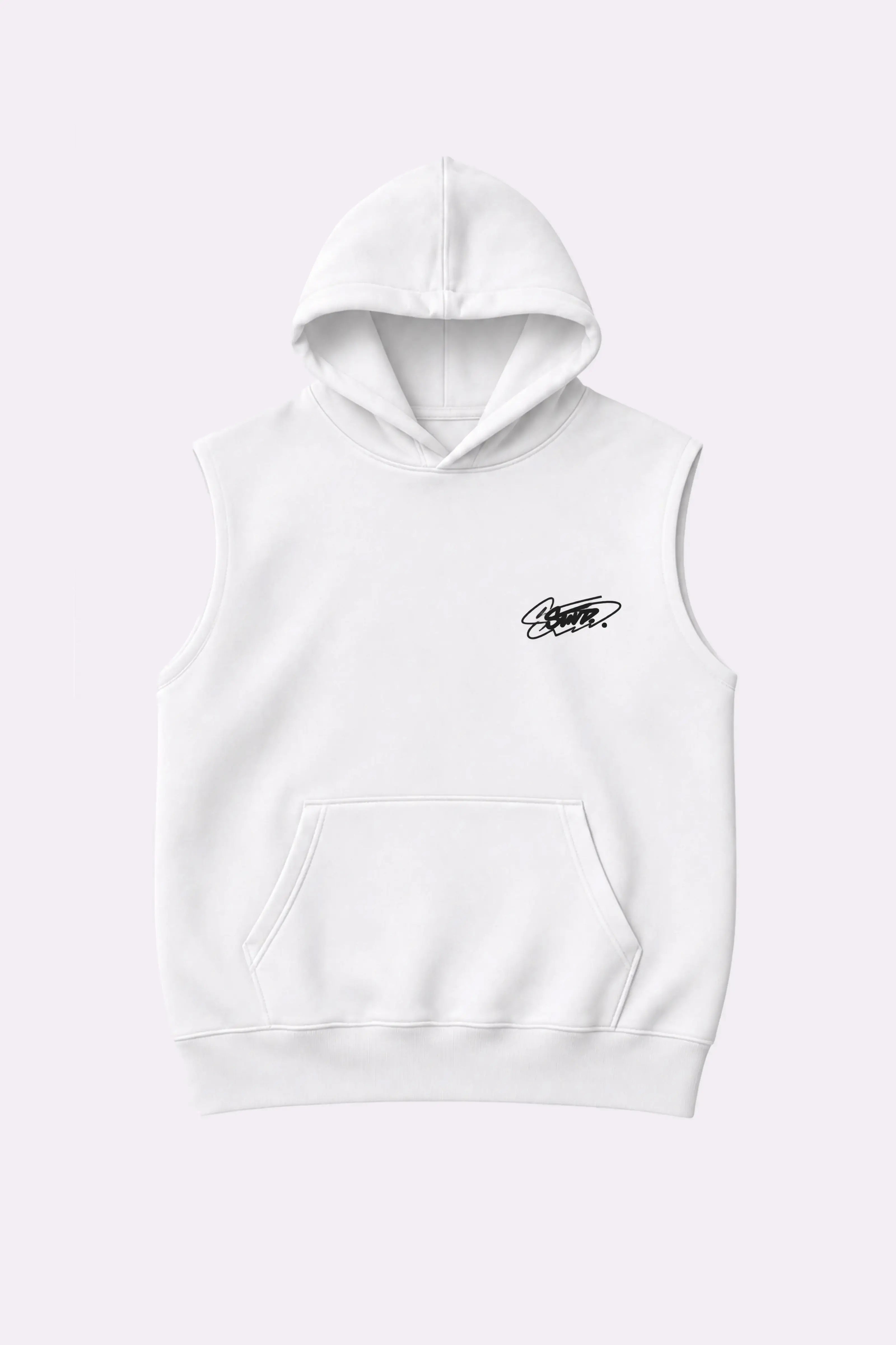White STWD Graffiti Sleeveless Hooded Vest