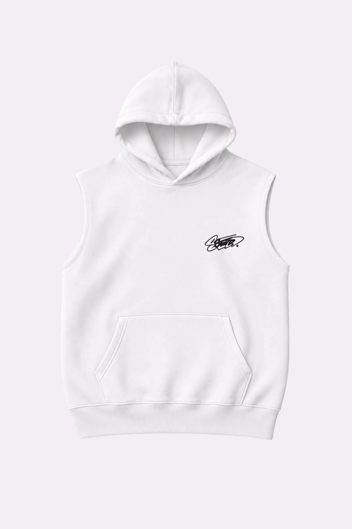 White STWD Graffiti Sleeveless Hooded Vest