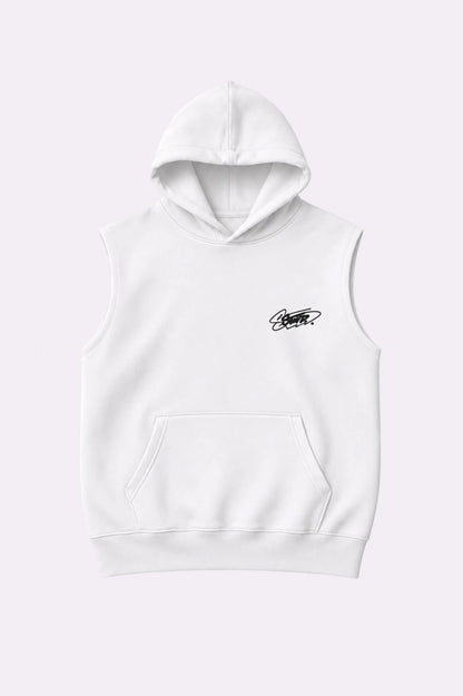 White STWD Graffiti Sleeveless Hooded Vest