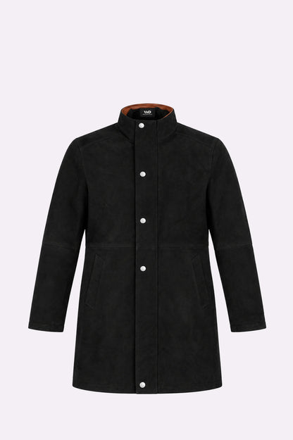 Longmire Black Suede High Collar Coat