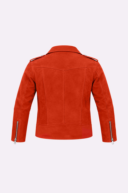 Brando Mahroon Suede Biker Jacket