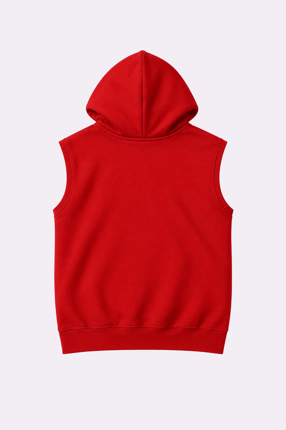 Red Casual Sleeveless Hooded Vest