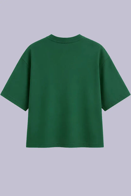 Climbing Pandas Embroidered Oversized Green T-Shirt