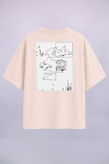 Total Confusion Beige Graphic Oversized T-Shirt