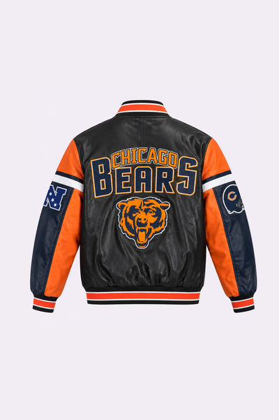 Chicago Bears Black Leather Jacket - back view