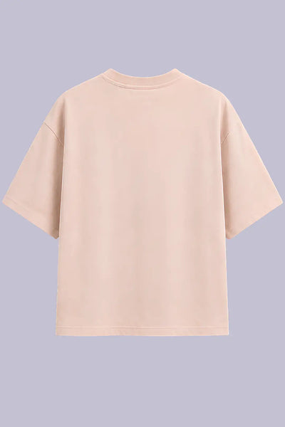 Floral Embroidered Oversized Light Pink T Shirt