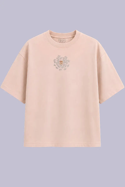 Floral Oversized Beige T Shirt
