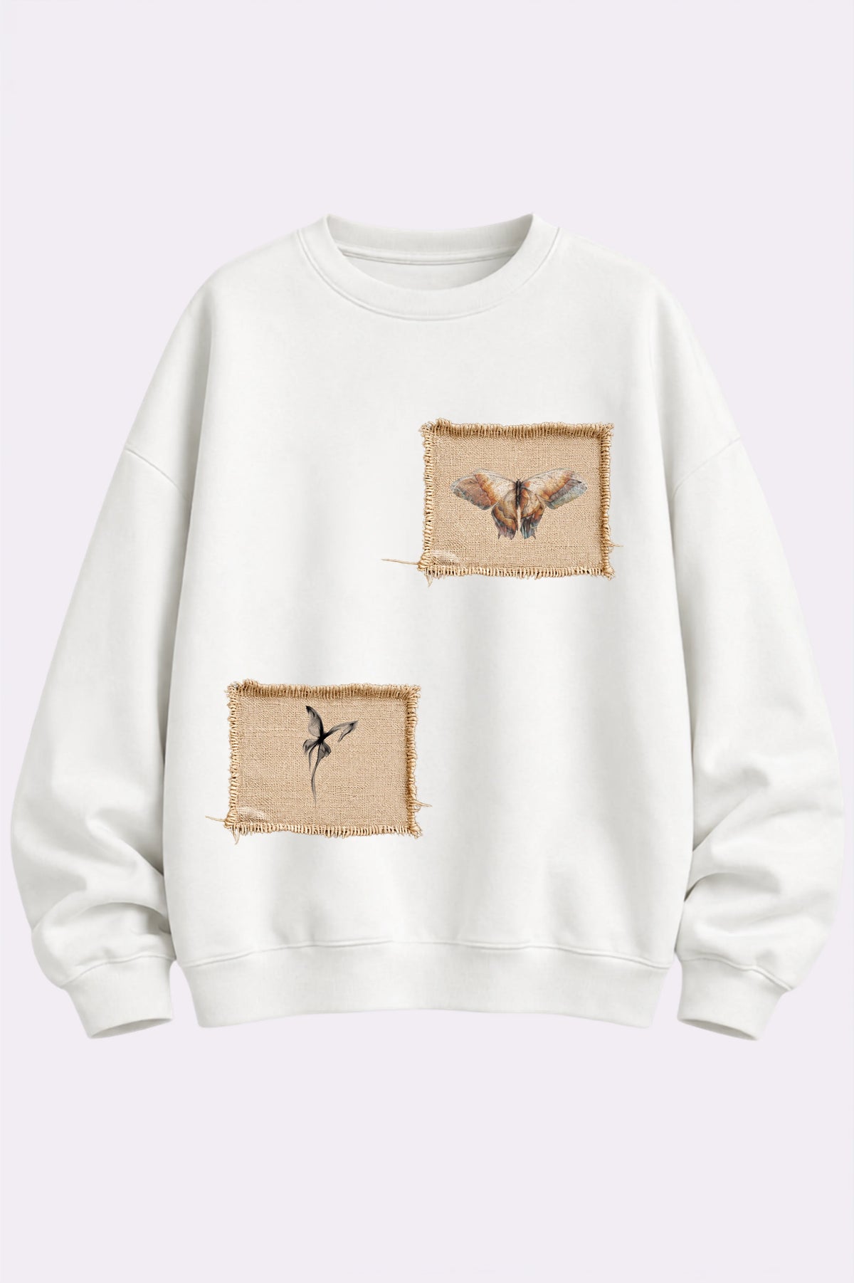Moth & Butterfly Patch White Cotton Sweatshirt