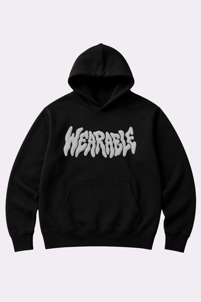 Wearable Black Graphic Pullover Hoodie