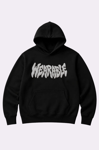 Wearable Black Graphic Pullover Hoodie