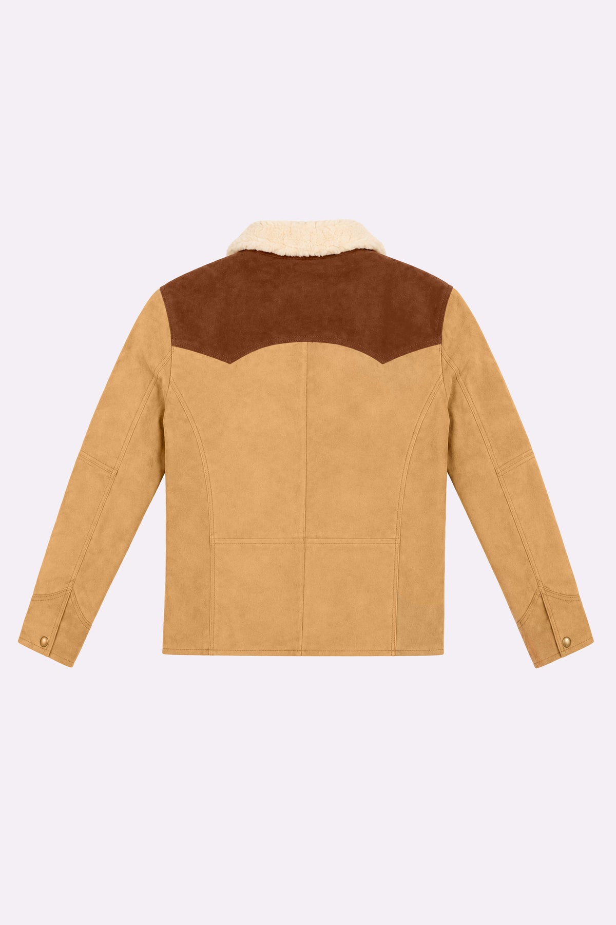 Beige Suede Shearling Collar Jacket
