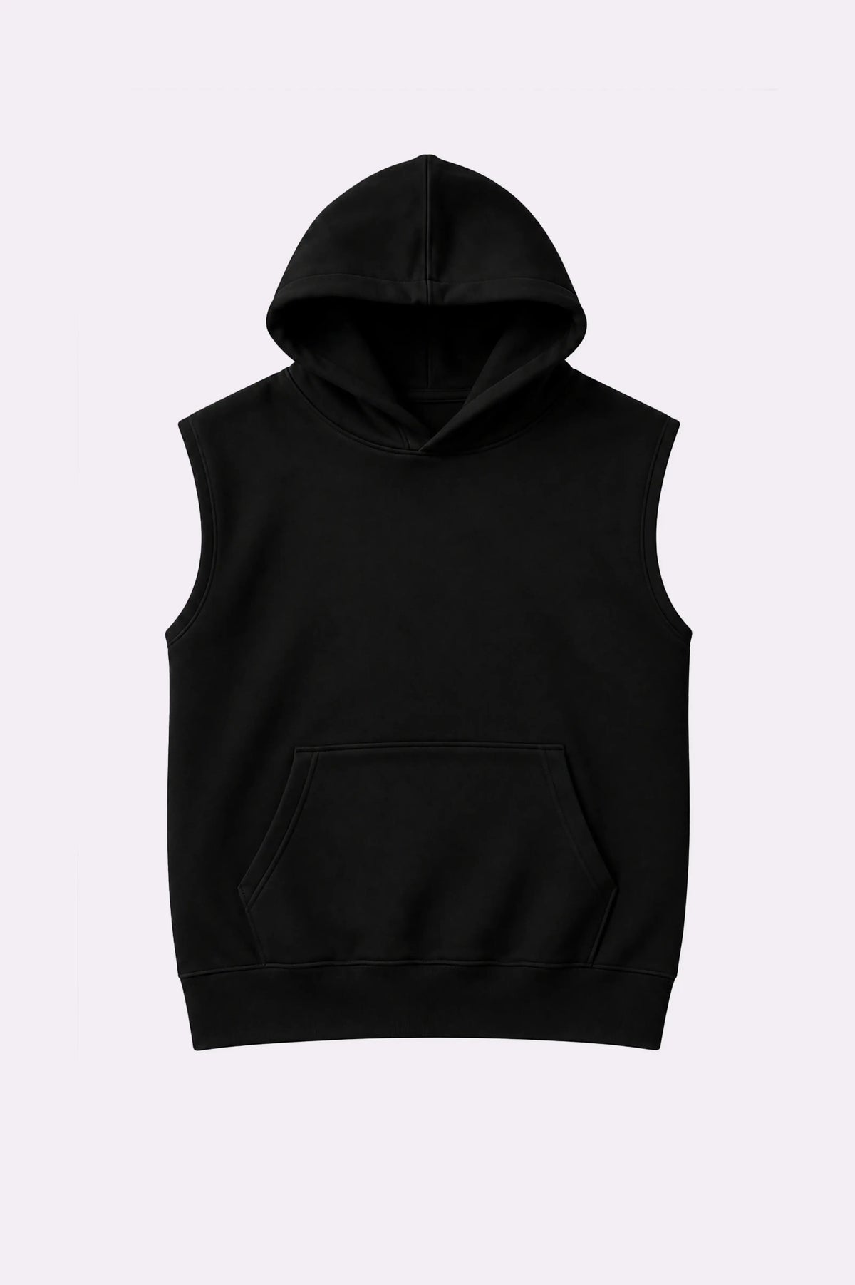 Black Casual Sleeveless Hooded Vest