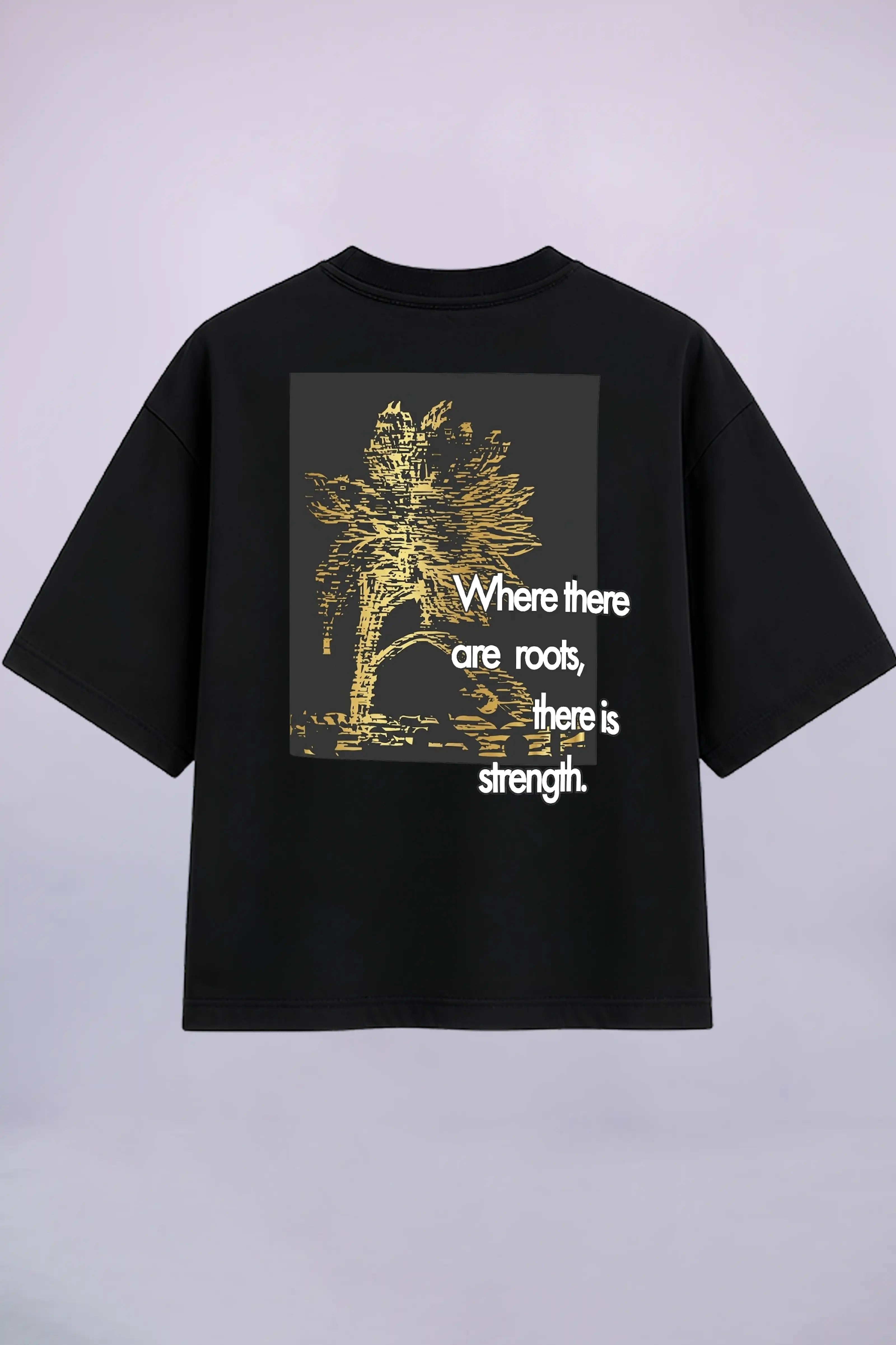 Roots & Strength Unisex Black Oversized T-Shirt
