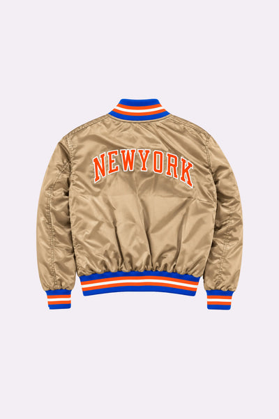 Beige New York Knicks Jacket - back view