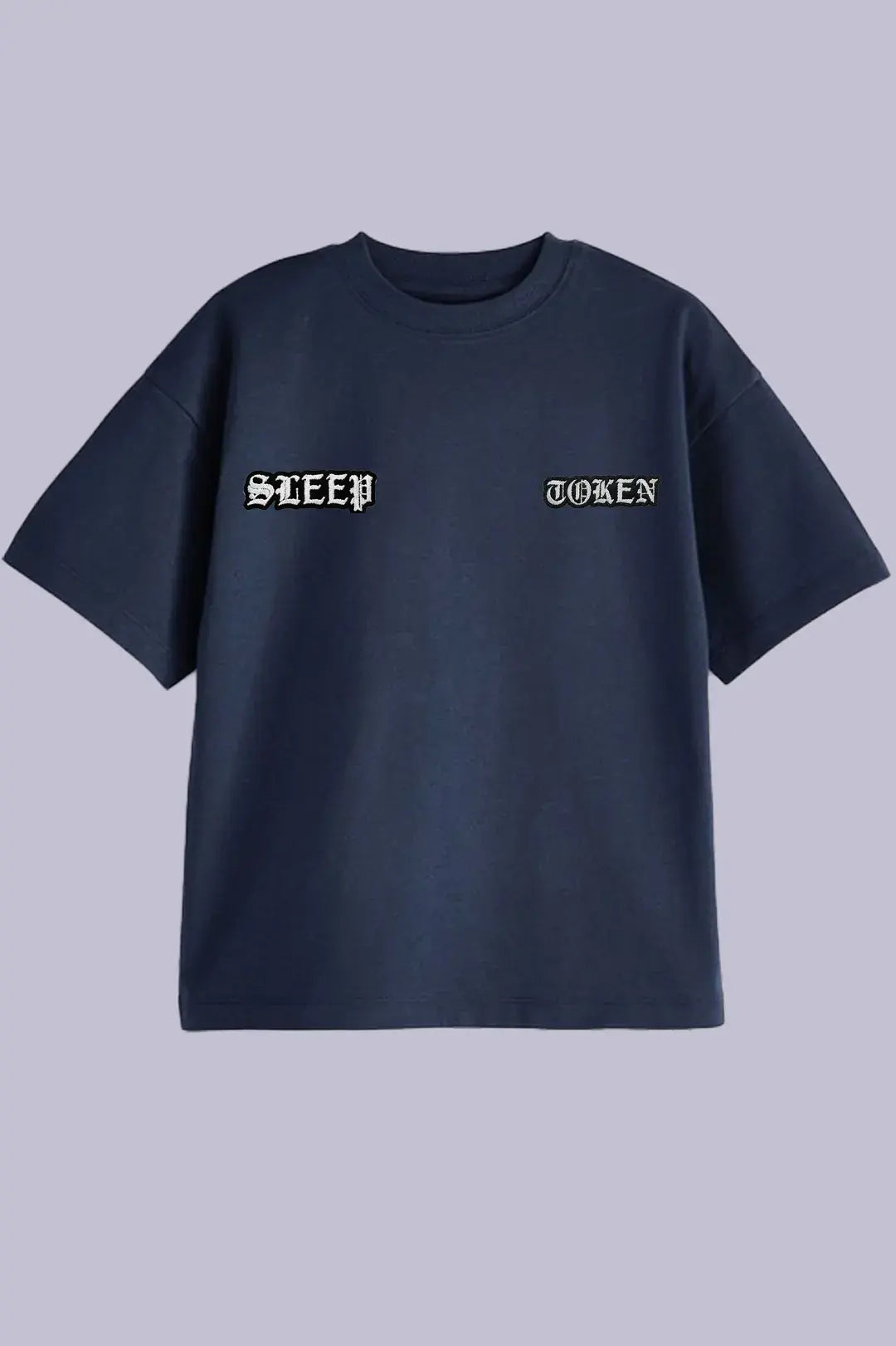 Sleep Token Embroidered Navy Oversized T-Shirt