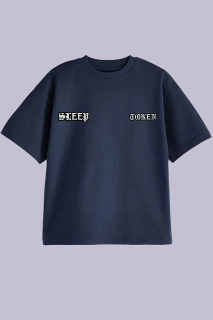 Sleep Token Embroidered Navy Oversized T-Shirt