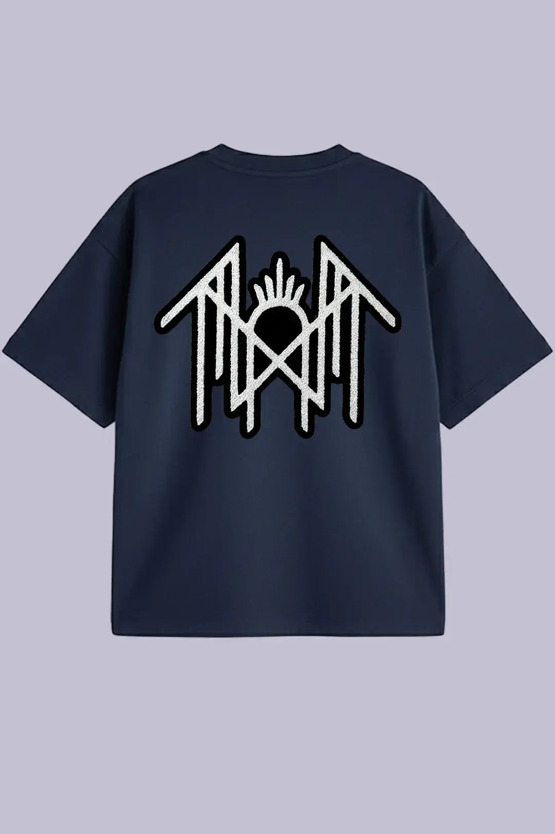 Sleep Token Embroidered Navy Oversized T-Shirt