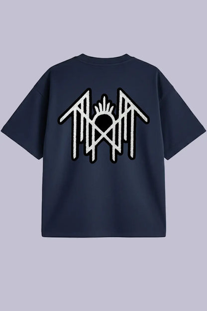 Sleep Token Embroidered Navy Oversized T-Shirt