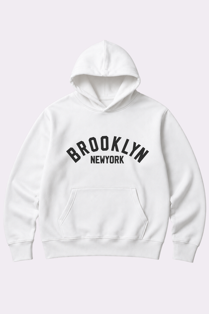 White Brooklyn Graphic Fleece Hoodie