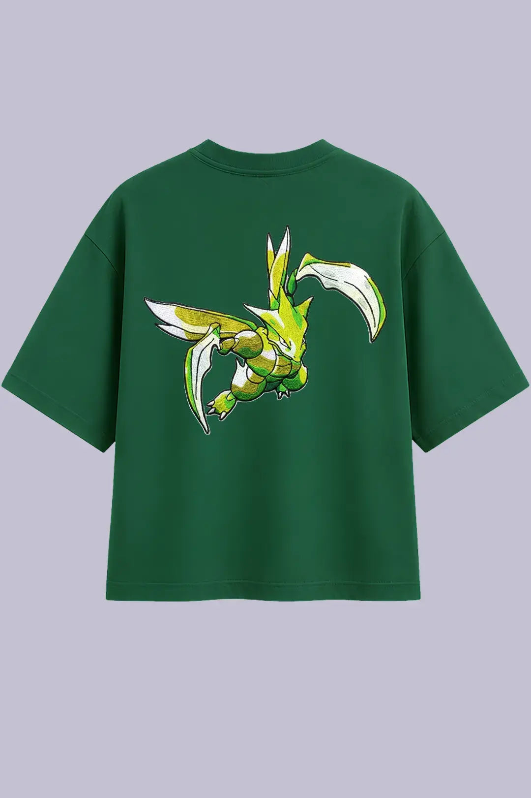 Pokemon Scyther Embroidered Green Oversized T-Shirt