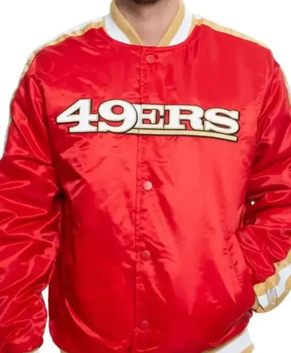 49ERS SF Red Satin Varsity Jacket
