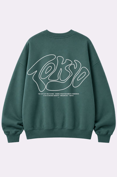 Tokyo Graphic Green Oversized Sweatshirt - 49