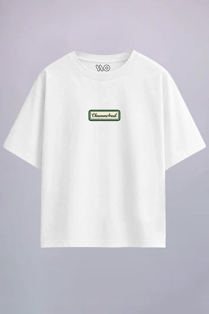 ChosenoneAreal Unisex White Oversized Embroidered T-Shirt