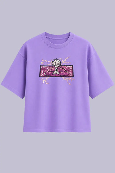 Gojo Anime Embroidered Purple T-Shirt