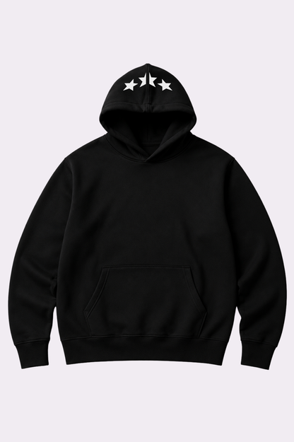 Star Ring Graphic Black Pullover Hoodie